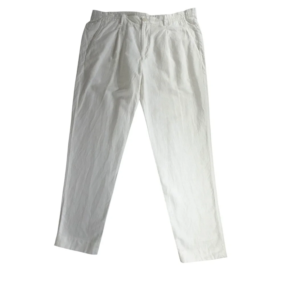 Murano Baird McNutt Linen Blend Slim Fit Pants 38x30 (fits 37x30) White READ